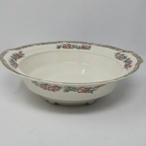 Vintage Myott Staffordshire England Floral Serving Bowl 9" Scalloped Rim Dish
